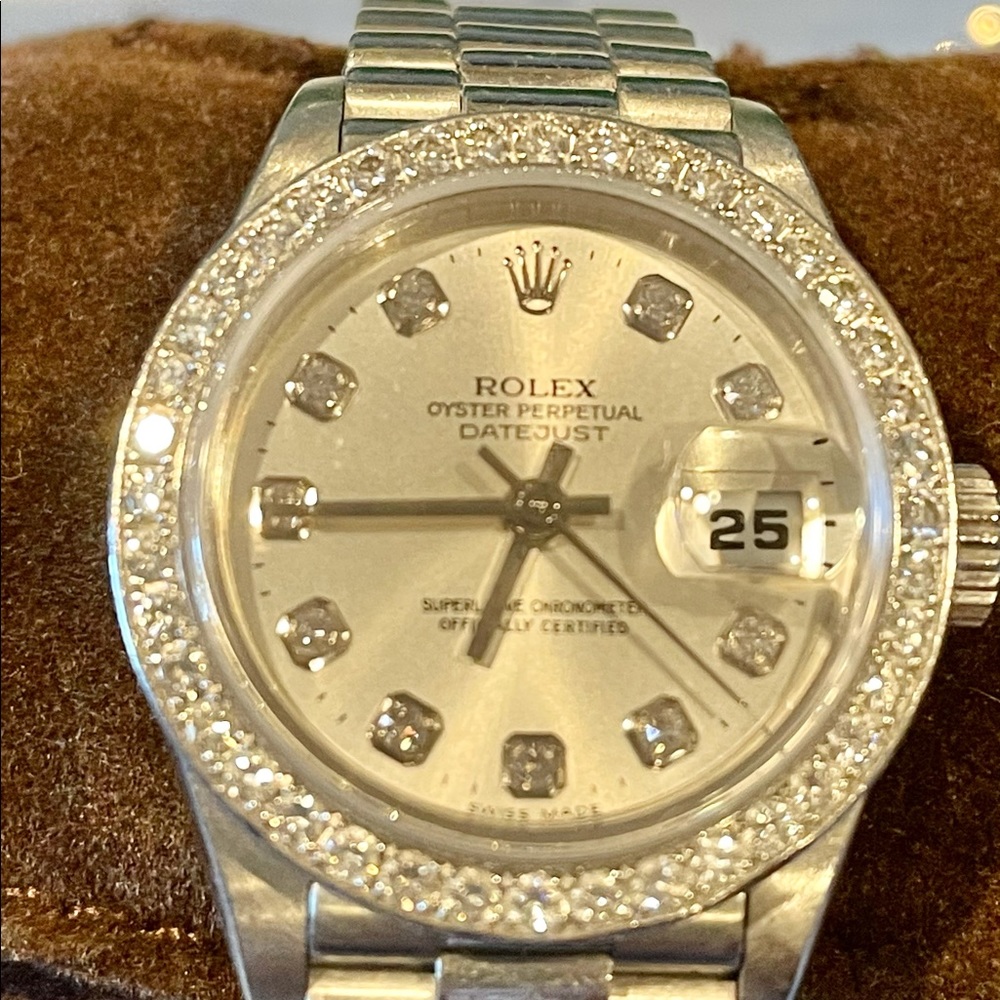 ROLEX Ladies President Platinum with Diamond Bezel